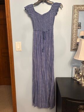 Band of Gypsies Blue Striped Maxi Dress